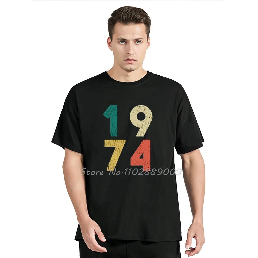Graphic Old Vintage 1974 50th Birthday Unisex Cotton T-Shirt Fashion Oversized Tshirt Fitness Tees Cotton Men Clothing