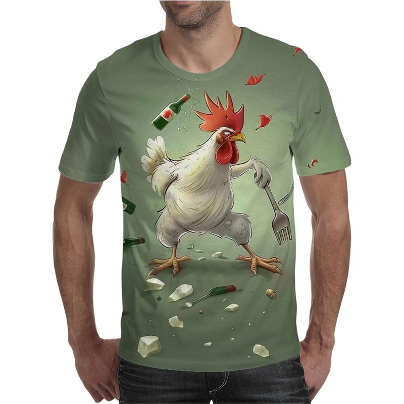 

Забавные футболки с рисунком петуха и пива, модные летние футболки с круглым вырезом, 3D-принтом, коротким рукавом, свободные, дышащие, персонализированные мужские футболки 6XL