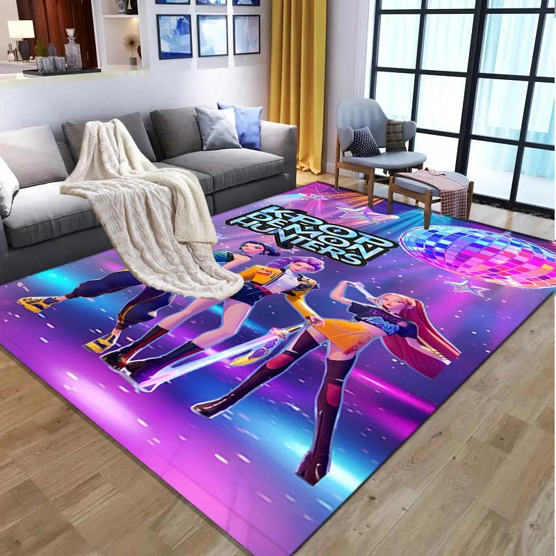 KPop Demon Hunters Pattern Rug, Indoor/Outdoor Mat, for Picnic, Gameroom, Bedroom, Office, Living Room, Home Decor Carpet, Birthday Gift