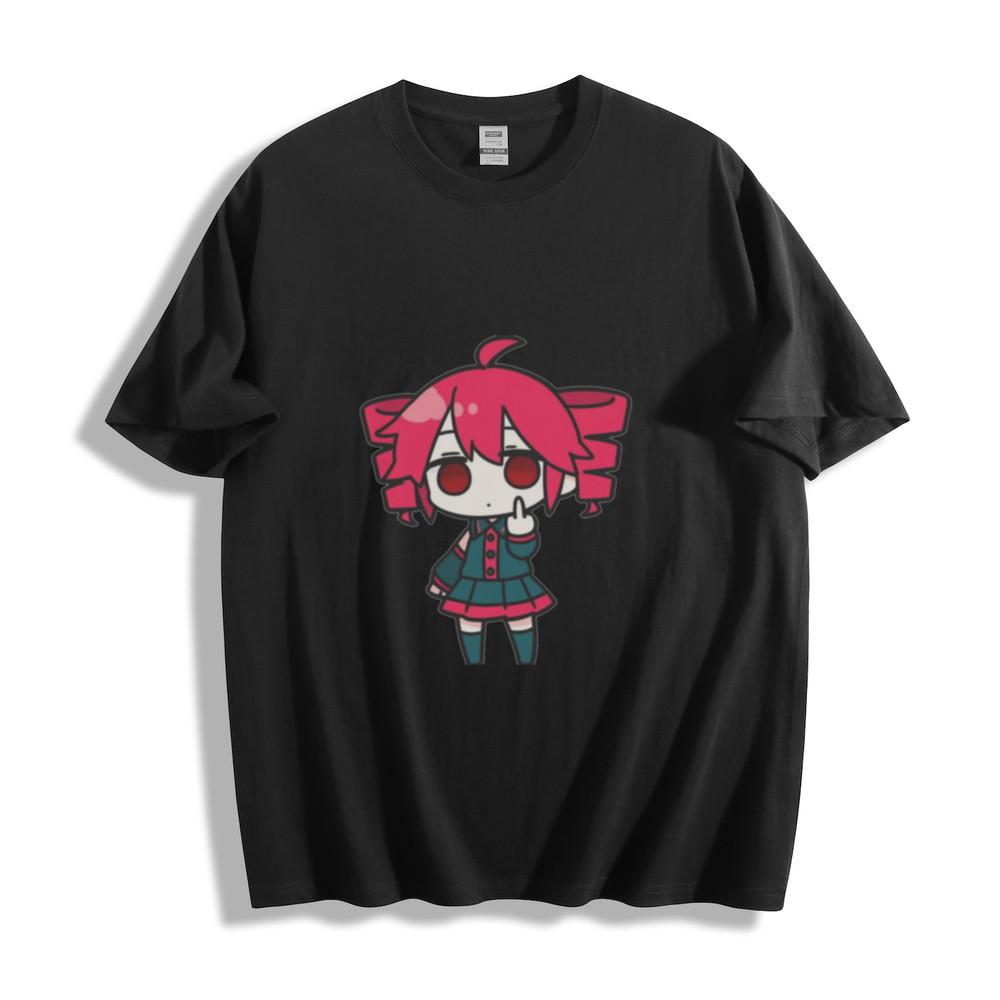 Q-version Red-haired Anime Girl Gesture Graphic T-Shirt