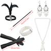 1 Set Costum Cosplay Flapper anii 1920 Bandă de Pene Colier de Perle Mănuși Lungi Accesorii Mascaradă Gatsby