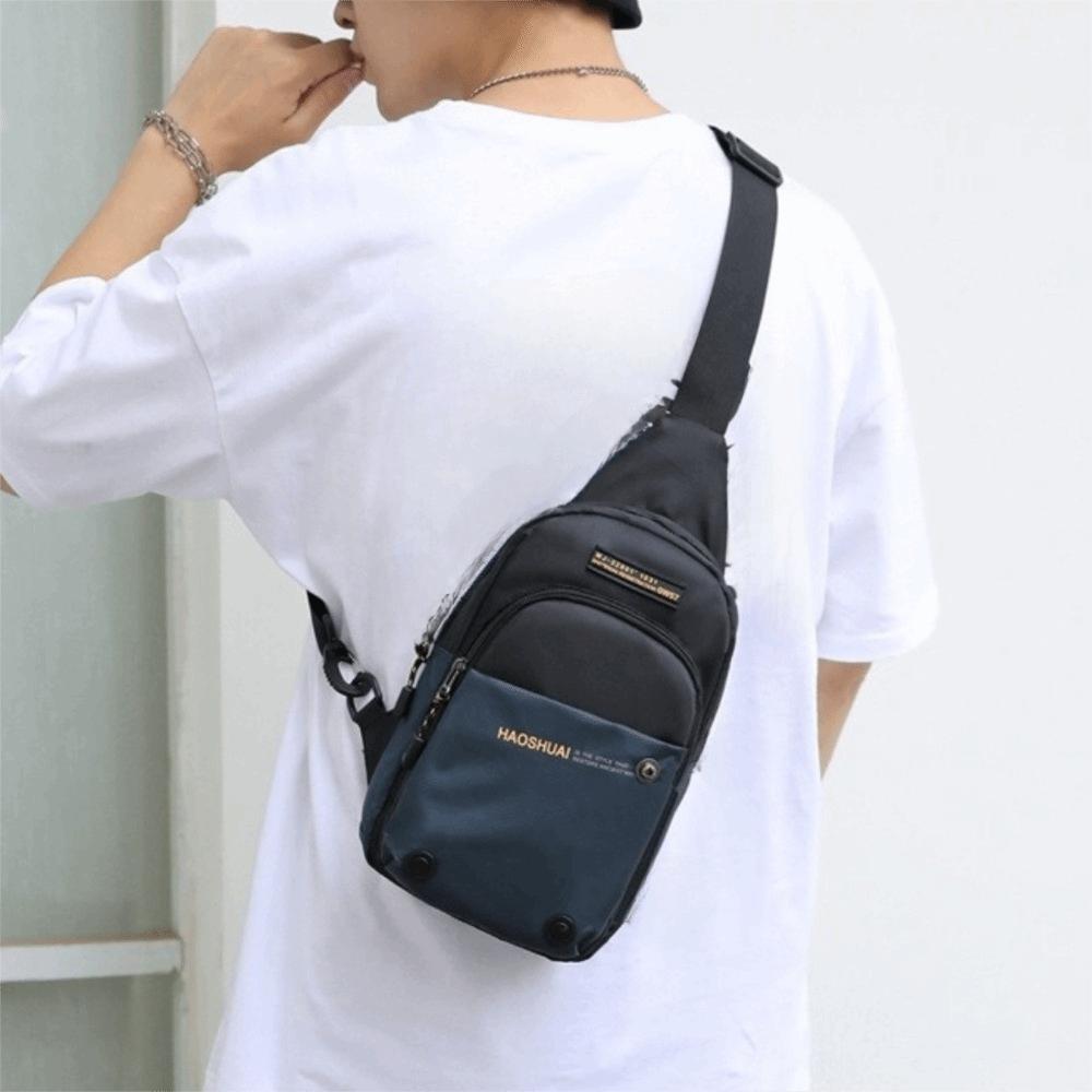 Large Capacity Sports Chest Bag Waterproof Nylon Shoulder Bag Fashion Men's Crossbody Bag  Unisex