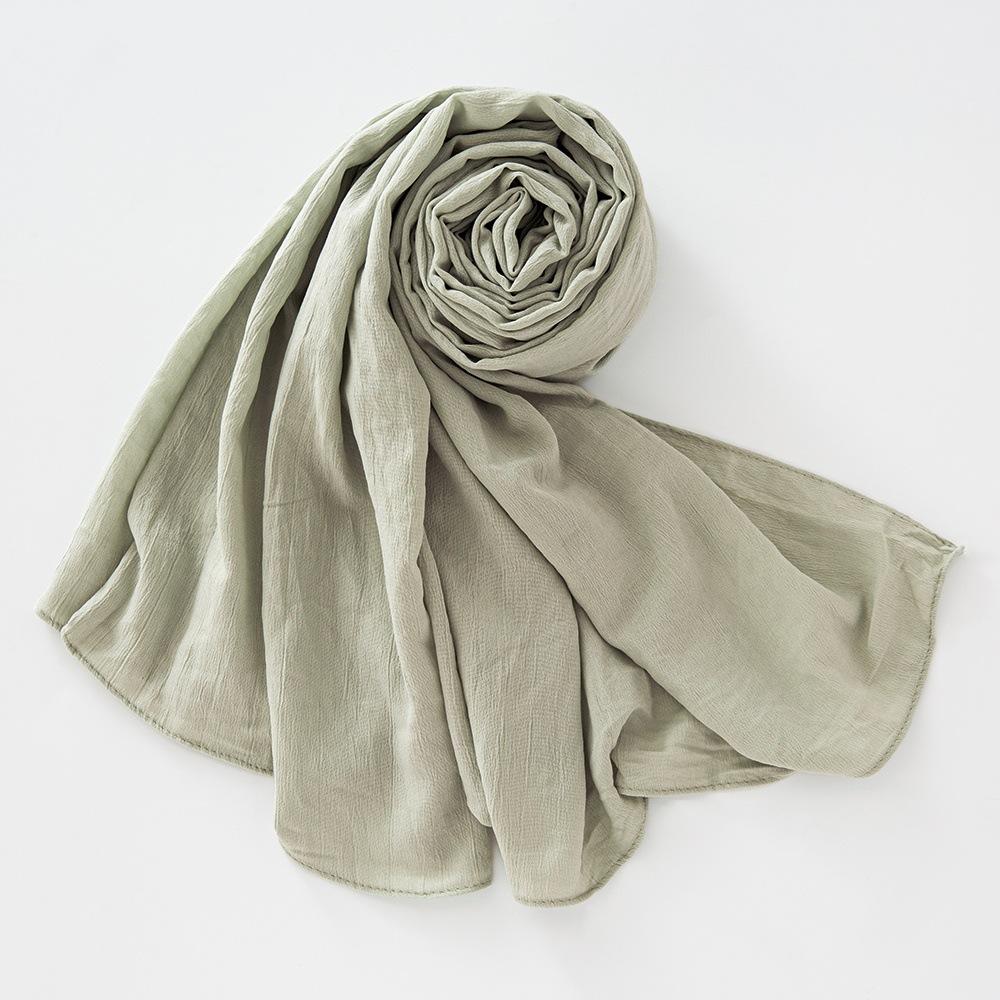New Breathable Crumpled Scarf For Women Girls Solid Scarves Soft Cotton Wrinkle Pashmina Shawl Foulard Winter Warm Wrap Shawls