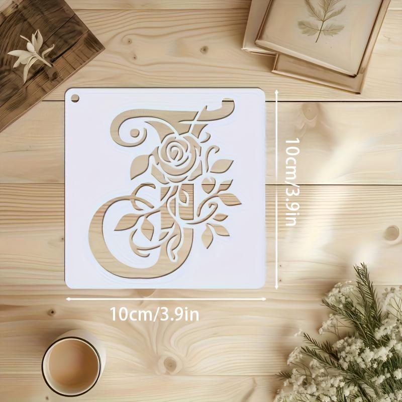 36pcs Hollow Templates Set Alphabet Letter Stencils Reusable PET Plastic Floral Number Templates for Wall Decals DIY Crafts