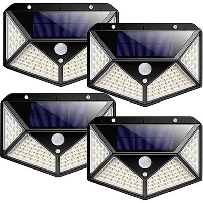 Solar-Bewegungsmelder-Wandleuchten für den Außenbereich, 100 LEDs, 3 Modi, Sicherheitslampe, IP65, wasserdicht, für Hinterhof, Gartenzaun, Terrasse, Haustür