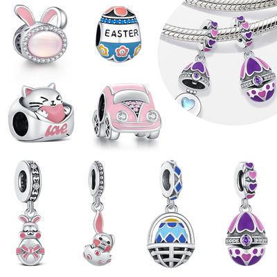Easter Bead Fit Bracelet S925 Silver Elegant Charm Rabbit Dangle Pendant DIY Jewelry Love Gift