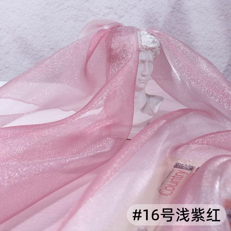 Thin Crystal Organza Fabric Per Meter for Summer Dress Stage Costume Scene Decoration Diy Sewing Soft Smooth Shiny Cloth Black