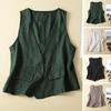 Women's Sleeveless Flax Vest Lightweight Summer Waistcoat with Button Down V Neck Vest Women Accessories
