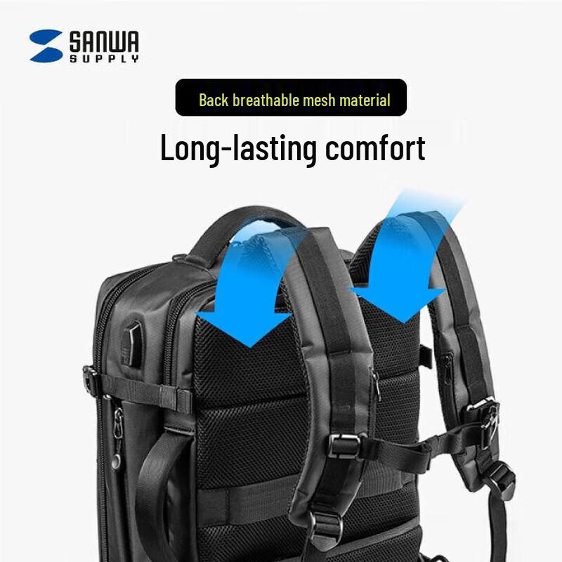 Sanwa BAG-BPC3BK 15.6-inch Splash-Proof Laptop Backpack