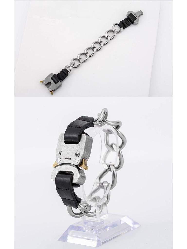 Men's Titanium Steel Hip-Hop Chain Bracelet, European & American Style, Safety Buckle.