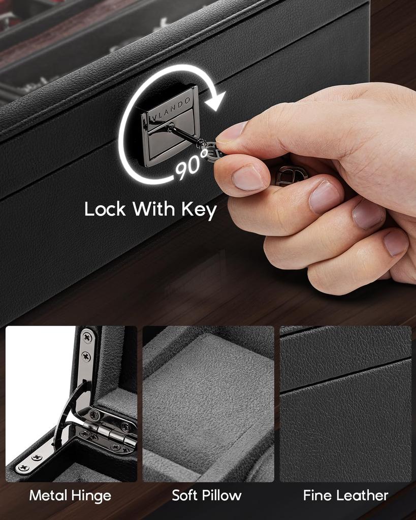 Vlando PU Uhrenetui zur Aufbewahrung Zubehör Geburtstagsgeschenk Männer, Box, Etui,