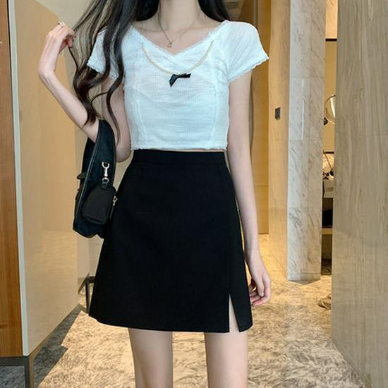 

2023 High-Waist A-Line Black Skirt for Women - Spring/Autumn, Large Size, Hip Suit Fabric 2XL 140-150 cm