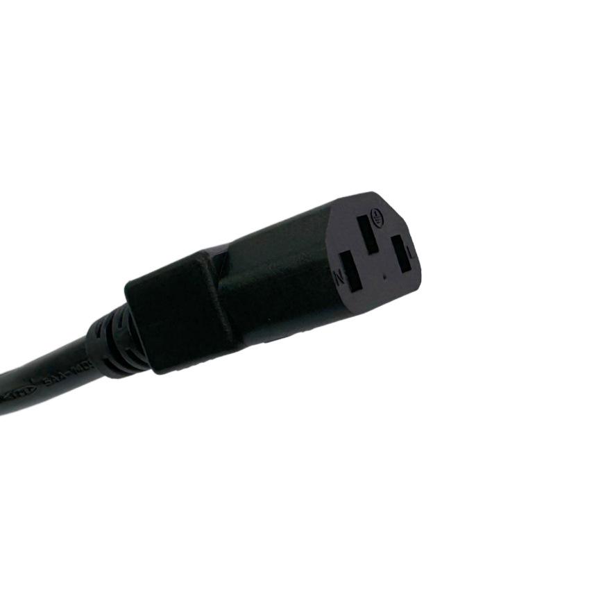 UK 13A Moulded Plug Cord, 3-Core 1.5mm² Pure Copper, 2M Black Cable, 13A Fuse, C13 Connector