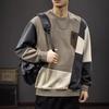 Autumn Design Sense Color Matching Pocket Sweater Men'S Heavy Abrasion Loose Large Size Round Neck American Casual Jacket