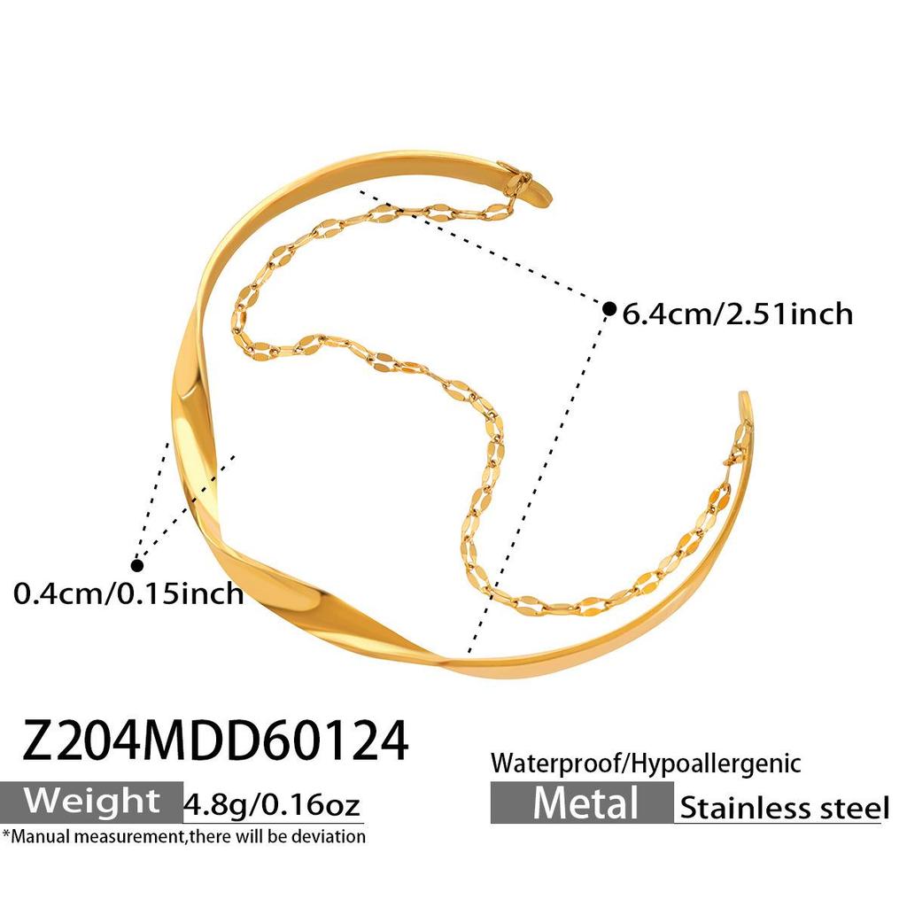 Modern Chinese Style Stone Pendant Gold-Plated Stainless Steel Geometric Bracelet