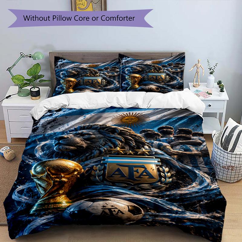 Lionel Messi Football Legend Bedding Set,Breathable Bed Linen for Guest Room Decoration,Festival Gift for Fans,All Season Duvet Cover with Pillowcases