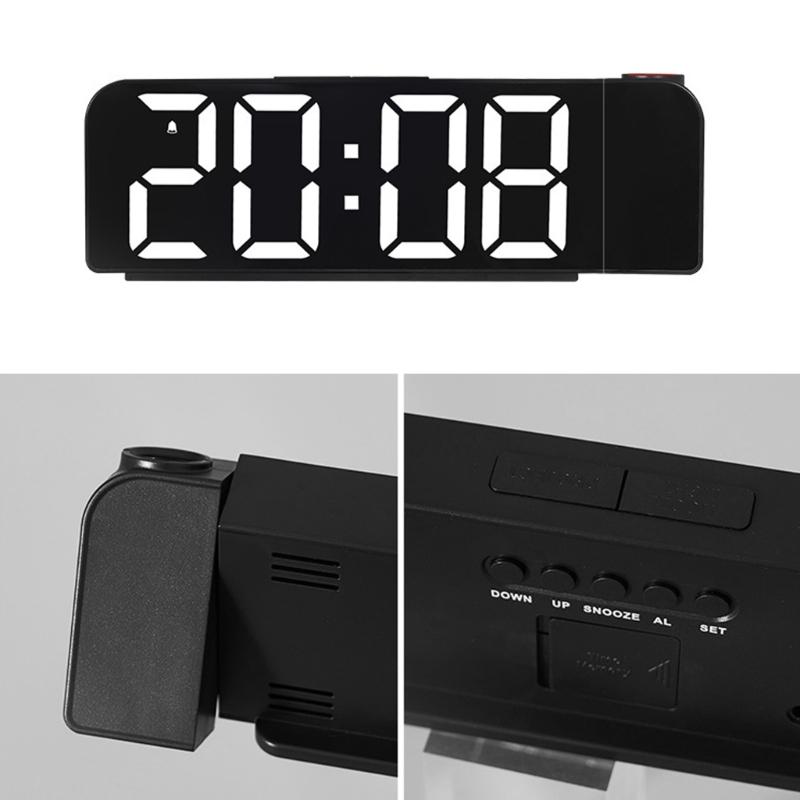 Easy To Read Loud Alarm Clock Featuring 180 Degree Rotatable Projector And Temperature Display For Nighttime Convenience