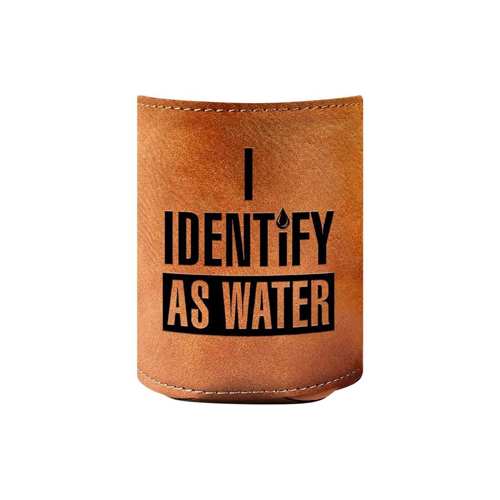 Leather Can Cup Cover, Leather Cover, Outdoor Chilled Beer Bottle Cover, Black Printed Waterproof Cola Bottle Cover