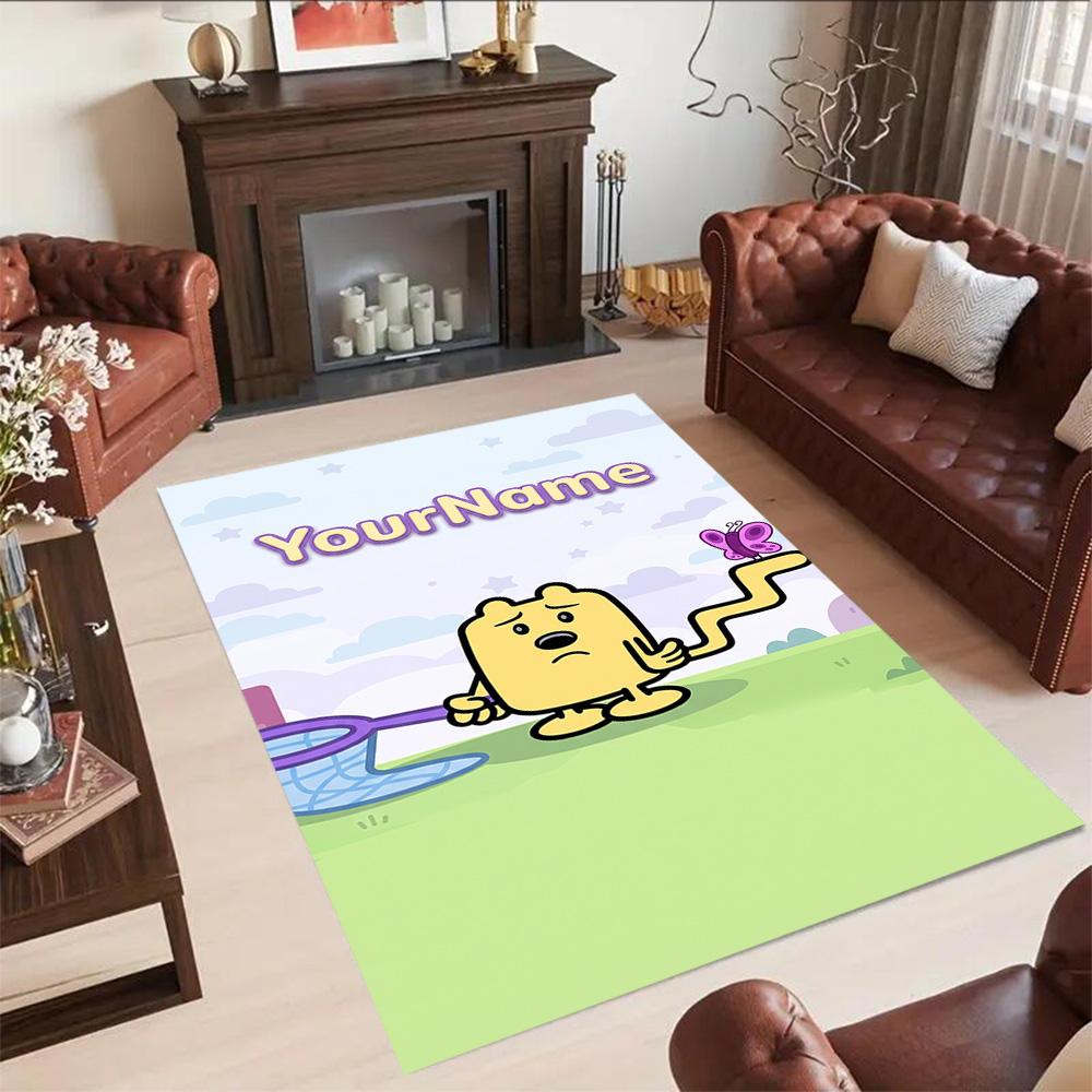 Wow! Wow! Wubbzy Personalized Name Floor Mat Design for Foyer Living Rooms Bedrooms Balcony Anti-slip Rug Decorate Offices