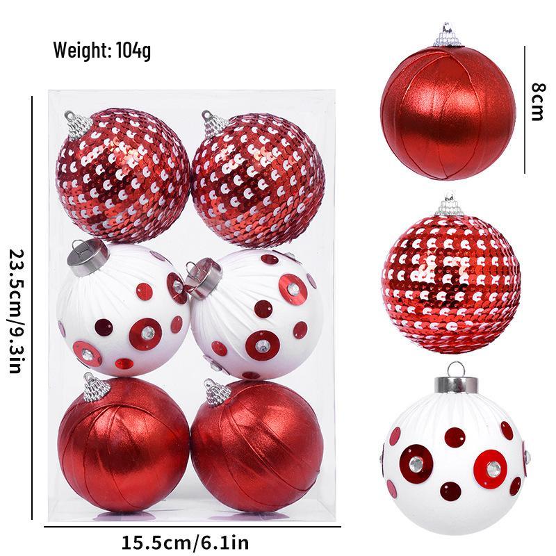 

Флокированный набор рождественских украшений: Декоративные подвески-шары для праздничной атмосферы Box: 23.5*15.5cm