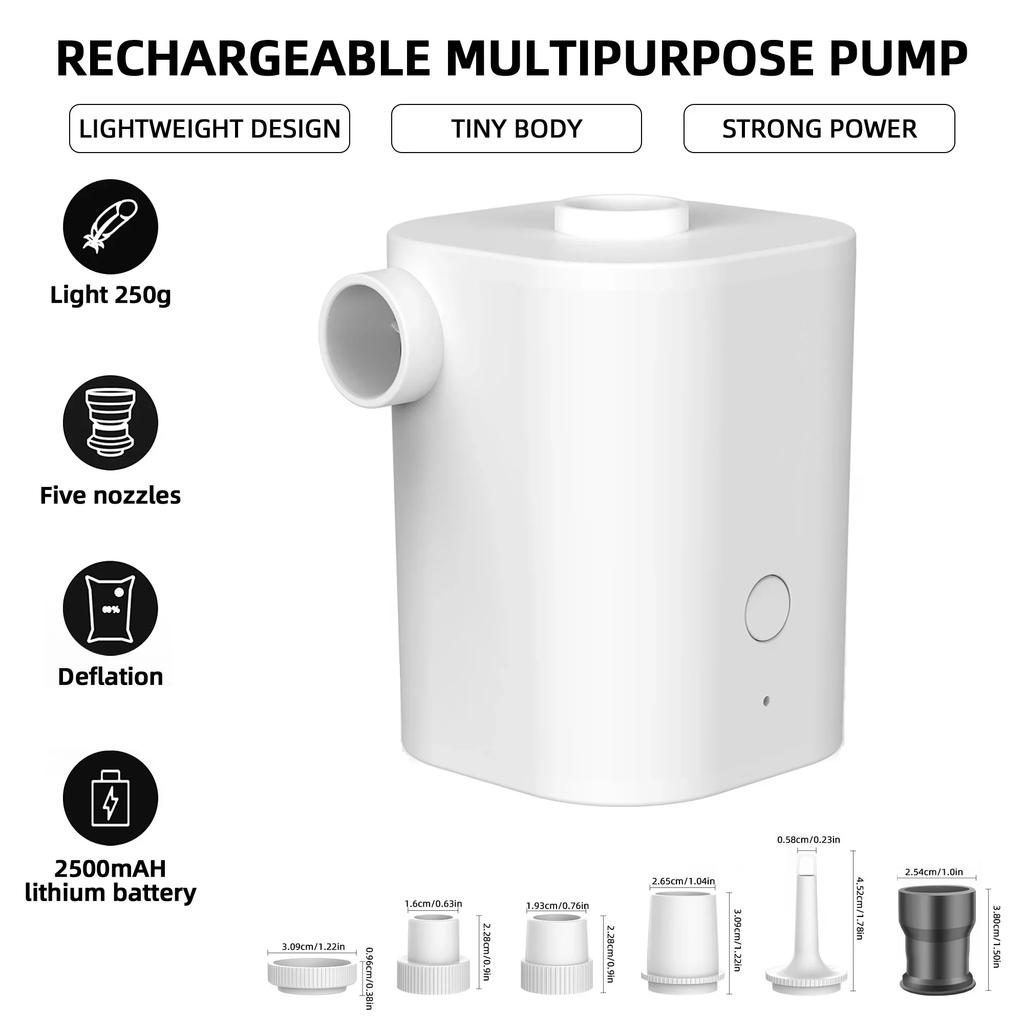 Electric Air Pump Portable Wireless Air Compressor Inflator/Deflator Pumps for Inflatable Cushions Air Beds Boat Swimming Ring