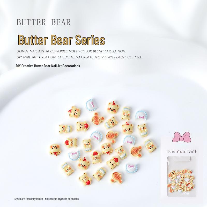 

Butter Bear 3D Cute Cartoon Resin Nail Art Accessories - 30 Pieces