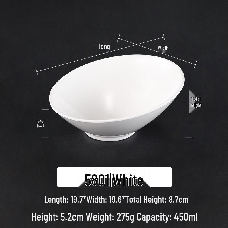 Kaibaiya Melamine Slanted Shallow Bowl for Fruit, Salad, or Seasoning