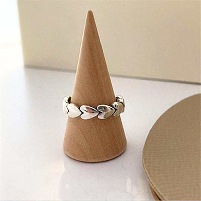 Simple Personality Ins Glossy Love 925 Sterling Silver Jewelry Sweet Heart With Heart Exquisite Popular Opening Rings TYB435