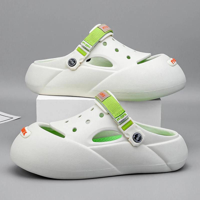 

Модные мужские сандалии на платформе, уличная мода, трендовые шлепанцы, уличные клоги, садовая обувь, пляжные сандалии, шлепанцы, повседневные шлепанцы для пары 45 белый