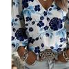 Casual women's puff-sleeved long-sleeved V-neck top. Fashionable loose long-sleeved top, versatile for daily and outdoor walks.