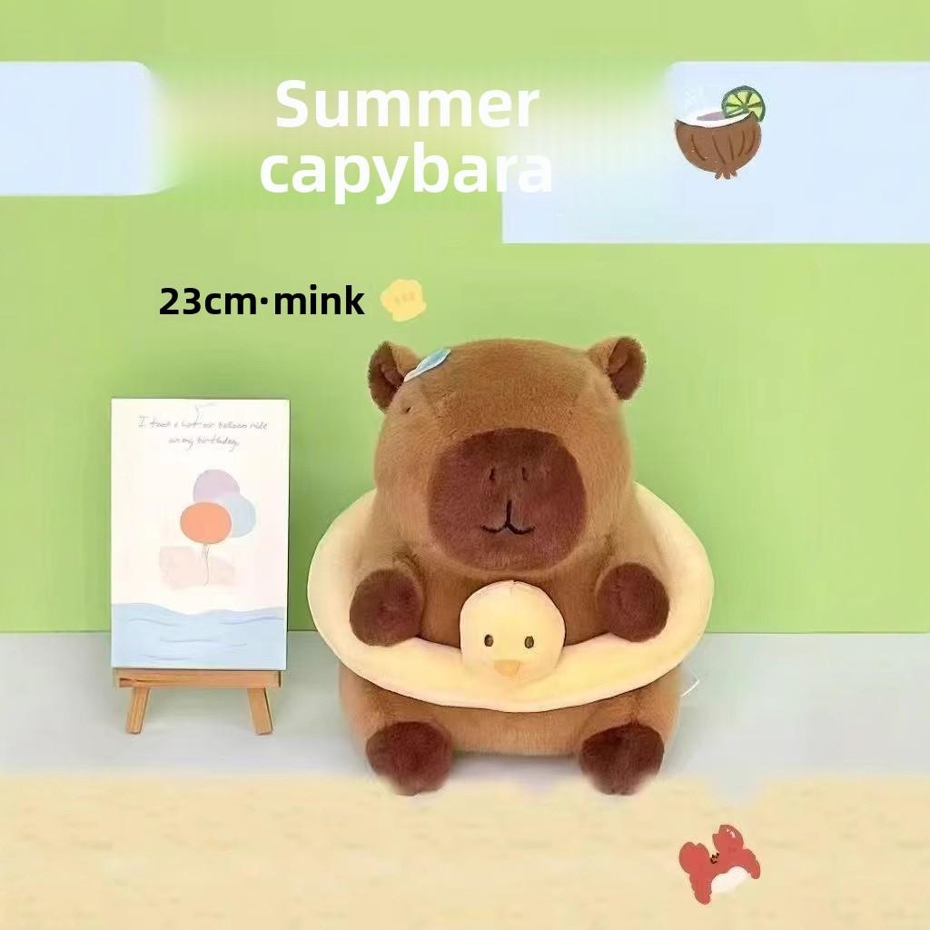 Circle Swimming Summer Coconut Capybara Plush Toy Super Soft Fabric Bedroom Kids