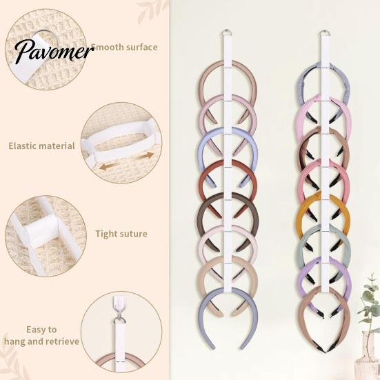 Vertical Headband Storage Girl Holder Organizer 24-Slot Hanging Hairband Rack High-Density Elastic Hair Hoop Display Stand
