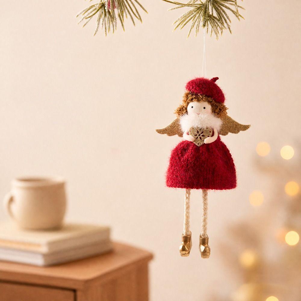Handmade Christmas Tree Pendant Plush Angel Xmas Plush Decor Christmas Hanging Charm  Home Festive