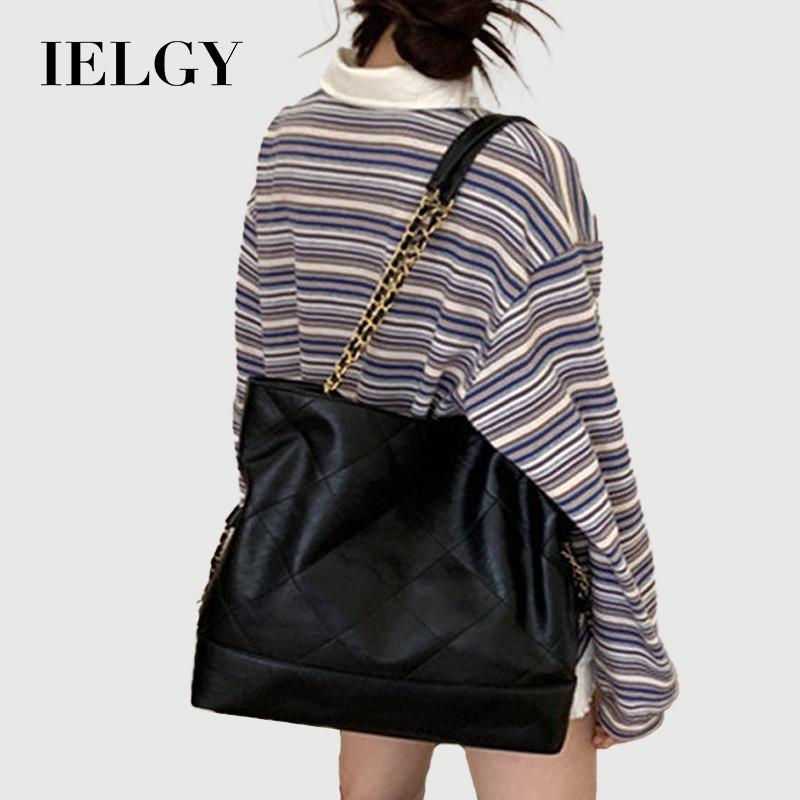 IELGY Ladies Tote Bag Large Capacity Black Diamond Chain Shoulder