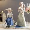 European Girl Character Ceramic Statue Desk Decoration Cute Girl Porcelain Crafts Painted Figures Sculpture Modern Home Decor