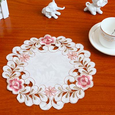 Rose Flower Embroidery Placemat Round Cup Table Place Mat Pad Coaster Diy Crafts