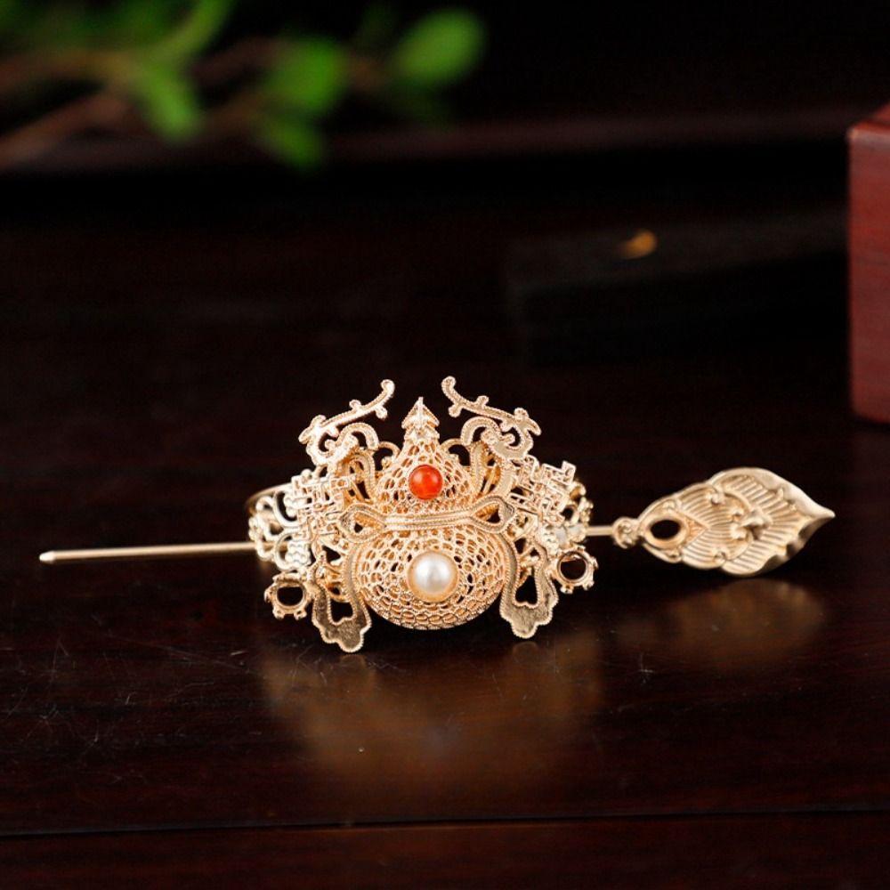 Coloured Glaze Ponytail Bun Hair Holder Tang Dynasty Hair Stick Chinese Hanfu Hair Crown  Cosplay