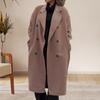 Warm Woolen Coat for Women Double Breasted Long Overcoat Loose Fit Solid Color Lapel Coat Autumn Winter Office Daily Wear