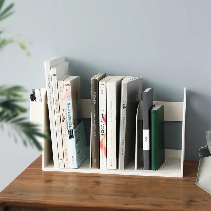 Stylish Japanese Design Bookends for Desk with Pen Holder and Storage Rack