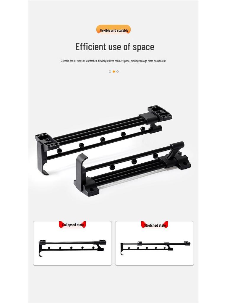 Telescopic Wardrobe Rail: Adjustable Clothes & Hat Hanger, Interior Hardware Accessory for Horizontal Hanging.