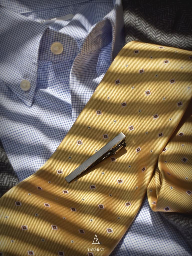 Tie Made In Satin Alligator Clip [TVRT] Clip, Men's, Japan, Brass, Finish, (Silver/Black Silver)