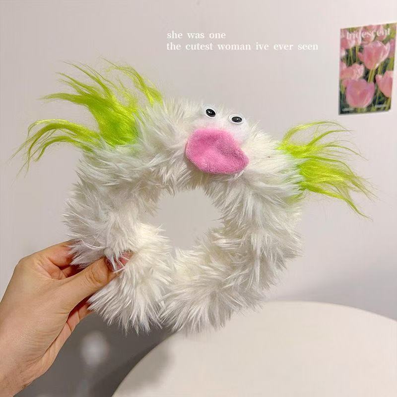 Funny Plush Cartoon Headband Cute Girl Heart Ugly Cute Face Headband Grotesque Fried Hair Ugly Doll Fluffy Hair Accessories