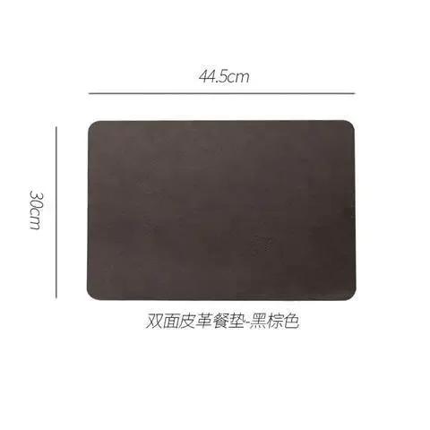 Light Luxury Solid Leather Placemat Coffee Brown PVC Table Mat Waterproof Oilproof Heat-Insulated Plate Bowl Pad Table Decor