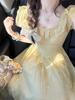 French Romantic Sweet Floral Dress With Knit Fabric And Sleeveless Design For Summer Fashion