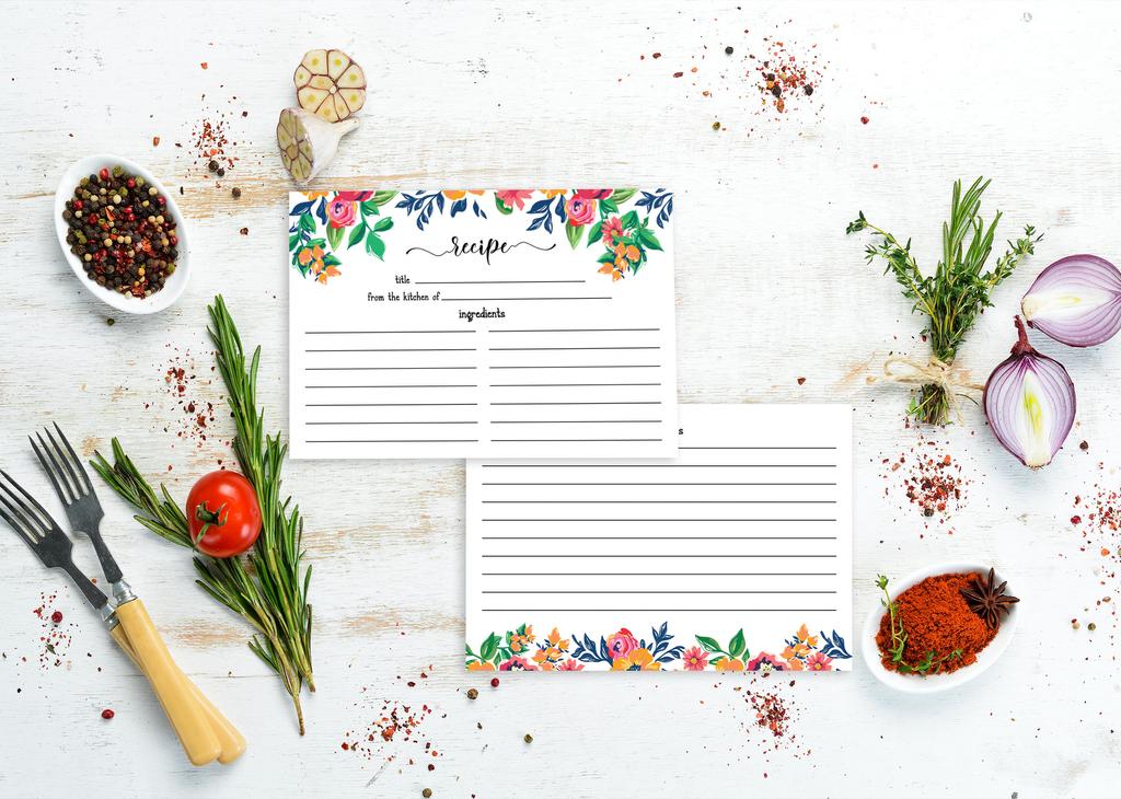 Inkdotpot 4x6 Inch Recipe Cards (Set of 50) , Thick Double Sided Premium Card Stock- Modern Style White Recipe Notecards