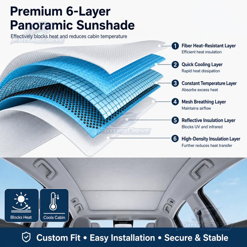 For CHANGAN UNI-Z 2025-Present Car Suede Fabric Anti-UV Electrostatic Adsorption Sunroof Sunshade Heat ulation Skylight Cover