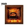 Gothic Bedroom Decor DIY Lighted Halloween Ghost Shadow Box Kit, Wooden Frame LED Warm Light, Style Interior Lighting Memory with Crystal Glass Panel,