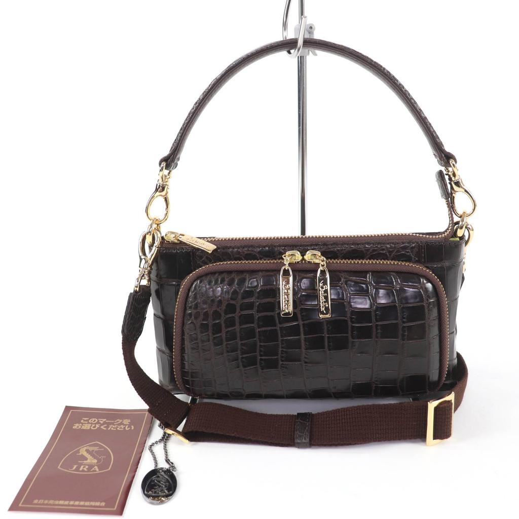 Ausgezeichnete Balaid’or Schultertasche Krokodilleder 2-Wege-Handtasche mit JRA-Etikett Gebraucht