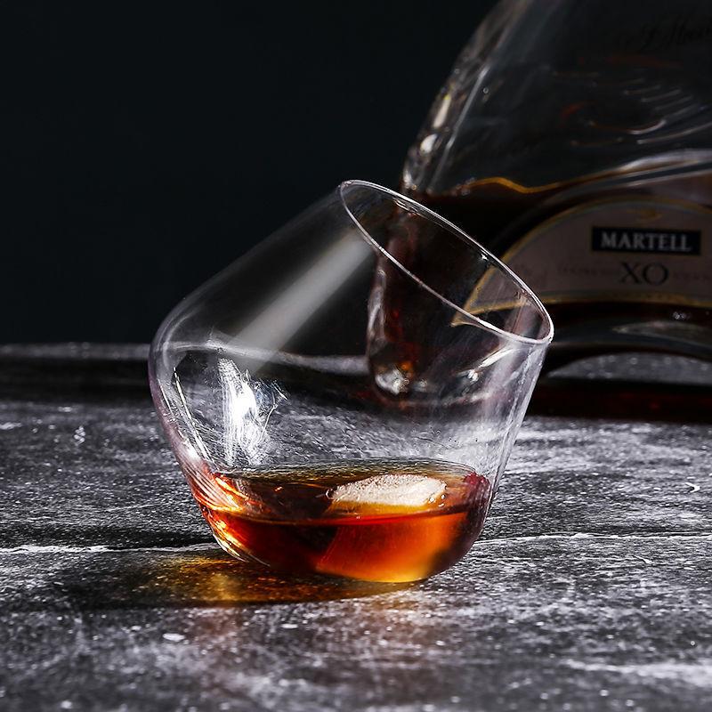 Irregular Whiskey Wine Glass Rotating High Belly Beer Whiskey Brandy Cocktail Drinking Wine Cup Tumbler Down Bar Glass