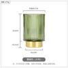 Versatile Green Glass Storage Bucket with Gold Trim and Stripe Design Perfect for Makeup Pens and Flower Arrangements
